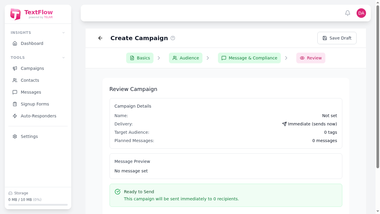 Campaign Review Step