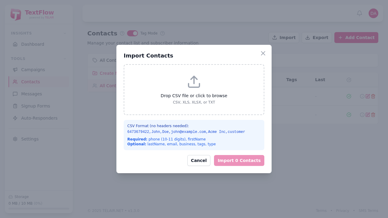 Import Contacts Modal